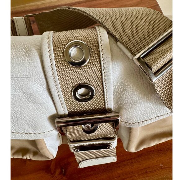 PRADA Vitello-Trimmed Tessuto Double Pocket Buckle Flap Shoulder Bag - Picture 7 of 16